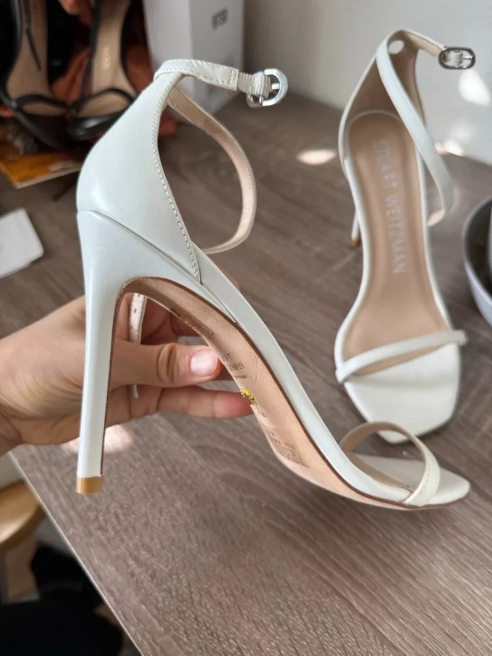 Stuart Weitzman Heels White Ivory Only Tried On Nudist Bridal Sandals - Picture 4 of 8